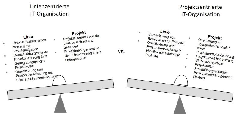 Bild Linie versus Projekt-Organisation